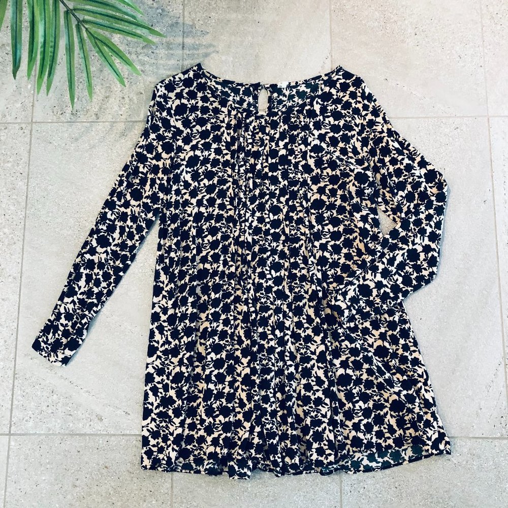 Black and Cream Print Long Sleeved Tunic